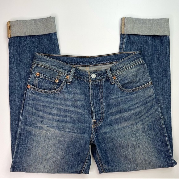 Levi’s 501 Distressed Button Fly cuffed Rockabillly Style Jeans - Picture 4 of 11
